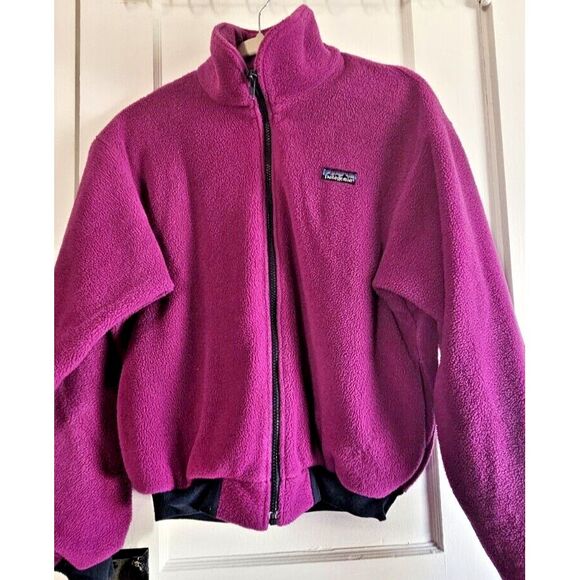 Vtg Patagonia made in USA fuchsia‎ pink fleece full zip jacket woman sz 11/12 - Picture 1 of 13